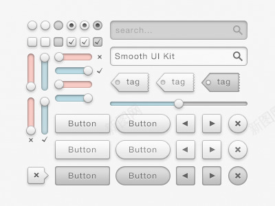 UI套件播放器按钮psd免抠素材_88icon https://88icon.com UI设计 播放器按钮 白色 简洁