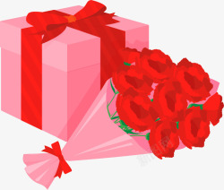 红色母亲节花束礼物素材