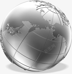 灰色地球3D金属地球高清图片