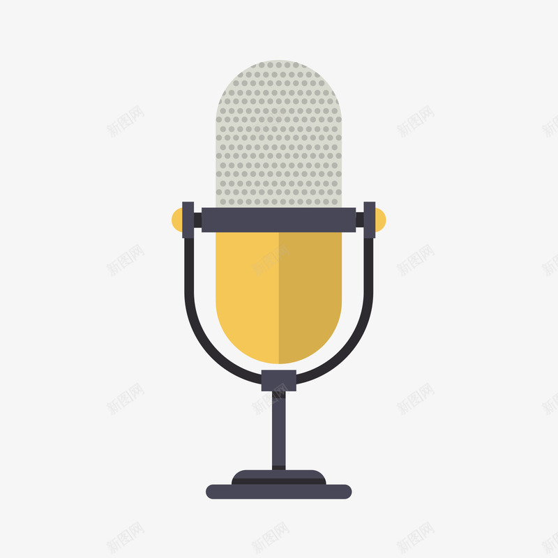 灰黄色的的麦克风矢量图ai免抠素材_88icon https://88icon.com 日常 灰色 灰色麦克风 音响 麦克风 黄色 矢量图