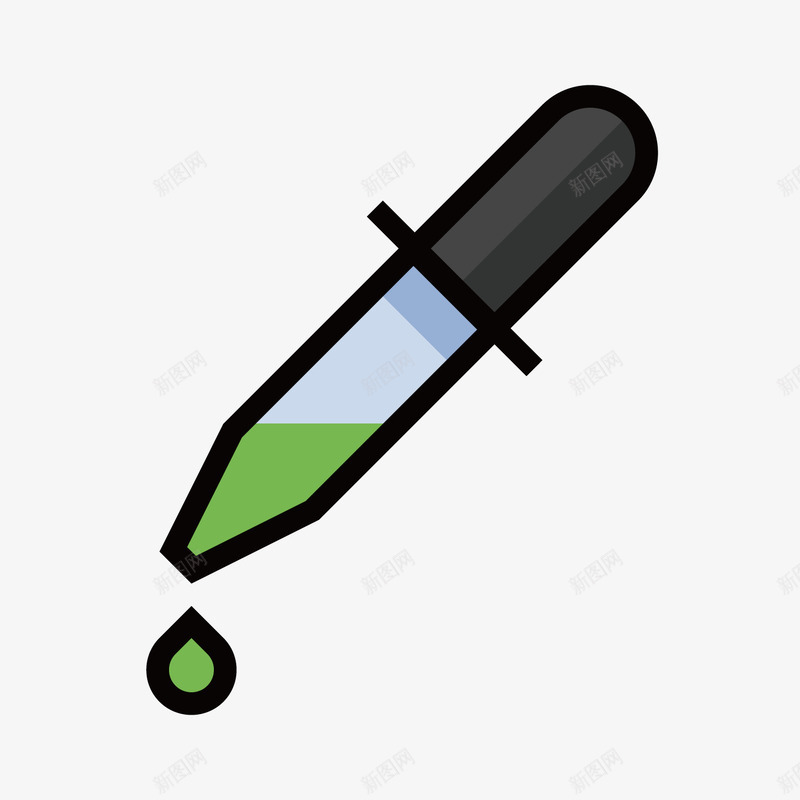 灰色吸管矢量图ai免抠素材_88icon https://88icon.com 化学 反光 吸管 扁平化 手绘 水滴 灰色 线稿 矢量图