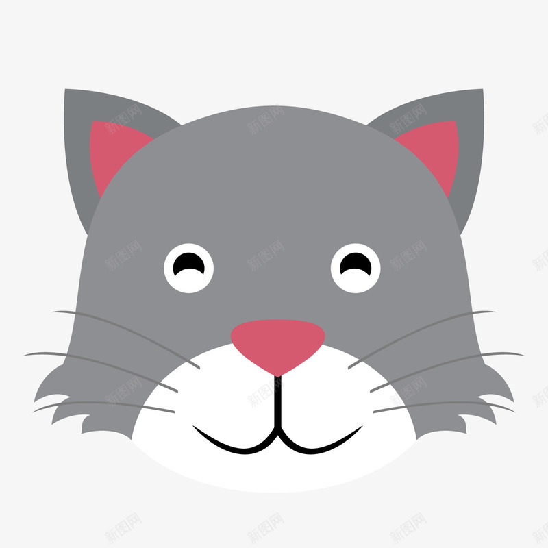 灰色小猫卡通插画矢量图ai免抠素材_88icon https://88icon.com 卡通插画 圆弧 扁平化 灰色 眼睛 耳朵 观察 矢量图