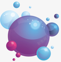 蓝紫色立体球体花纹矢量图素材