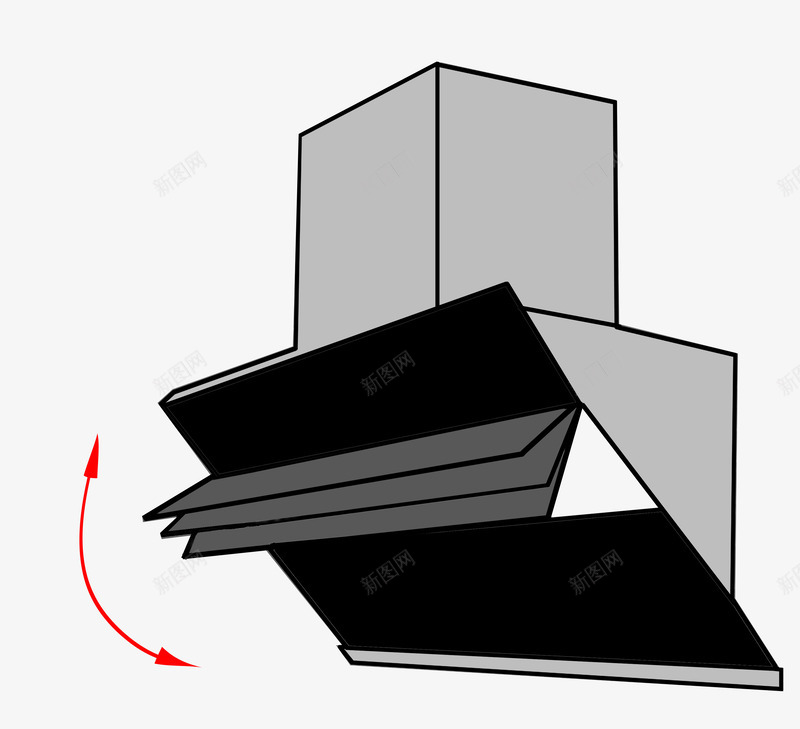 灰色侧吸式油烟机png免抠素材_88icon https://88icon.com 卡通油烟机 油烟机 油烟机装饰 灰色 灰色油烟机 红色箭头