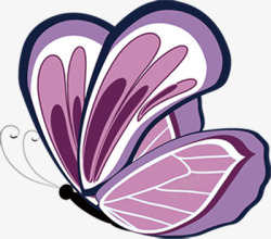 紫色手绘水彩卡通蝴蝶素材