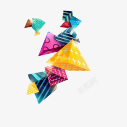 3D墙体彩绘彩色矩形元素高清图片