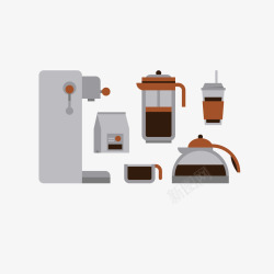 壶装原油灰色扁平化咖啡器具矢量图高清图片