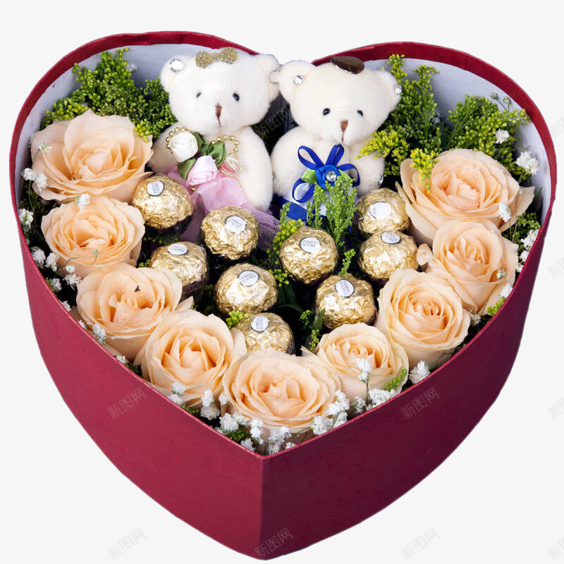 香槟色玫瑰和巧克力礼盒png免抠素材_88icon https://88icon.com png 免费 巧克力 玫瑰 礼盒 香槟色