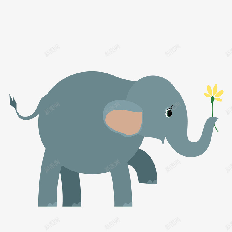 卡通大象png免抠素材_88icon https://88icon.com 卡通叼花大象矢量图 卡通大象 可爱卡通大象免费png下载 叼花的大象
