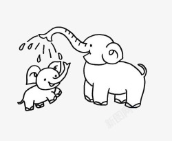 妈妈给小孩洗澡象妈妈给小象洗澡高清图片
