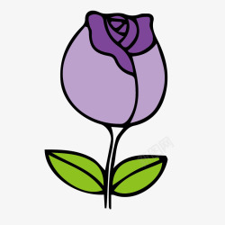 可爱的紫色玫瑰花矢量图素材
