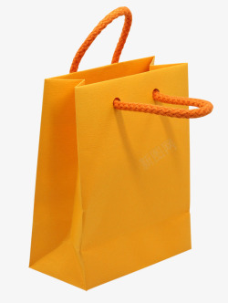 手提袋子一个黄色购物袋高清图片