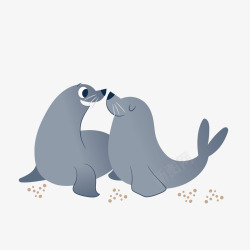 动物主题灰色卡通海豹矢量图高清图片