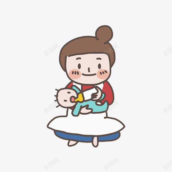 喂奶的妈妈png免抠素材_88icon https://88icon.com 卡通 喂奶 奶瓶 妈妈 婴儿 孩子 小孩 手绘 母亲