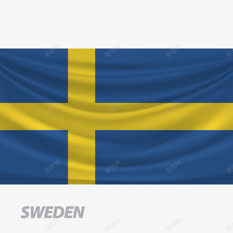 SWEDEN矢量图eps免抠素材_88icon https://88icon.com 3D PNG免抠图下载 旗帜 瑞典 蓝旗 装饰 矢量图