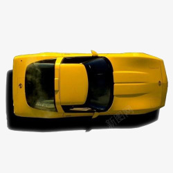 黄色小轿车顶部特写图案素材