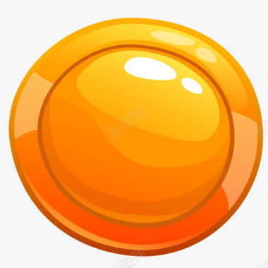 UI卡通游戏图标橘色水晶按钮素矢量图图标