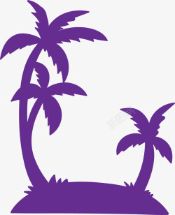 紫色夏天椰子树剪影矢量图素材