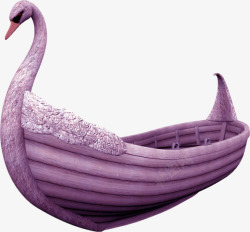 手绘紫色梦幻天鹅船素材