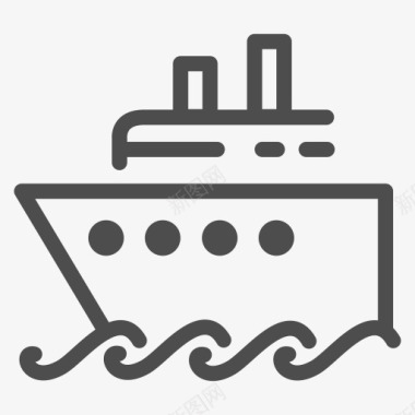 旅行必备品船巡航海洋海船旅行水旅行图标集图标