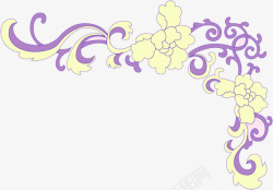 紫色花朵边框结婚证素材