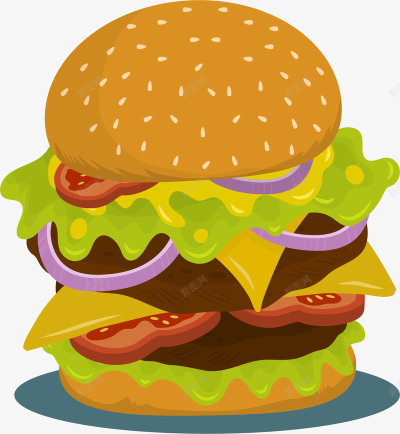 三层烤牛肉汉堡png免抠素材_88icon https://88icon.com 多层汉堡 巨无霸汉堡包 快餐汉堡 牛肉汉堡 矢量素材
