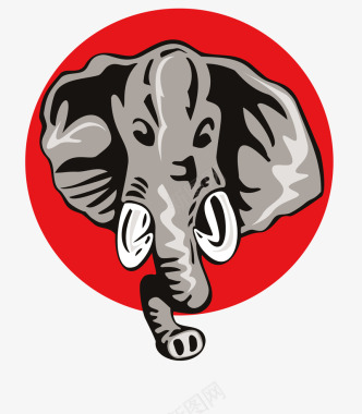 红色背景的大象头logo图标图标