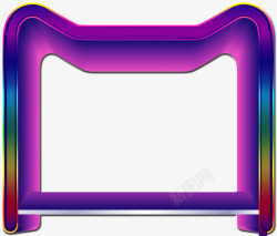 紫色卡通炫彩天猫边框素材