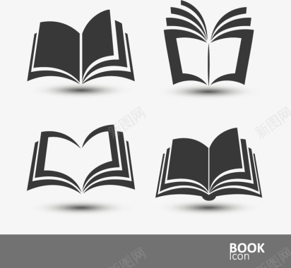 飞翔的书籍个性灰色书籍图标图标