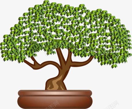 绿色树盆景图标图标