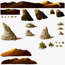 3D抽象3D卡通建筑山石场景素材