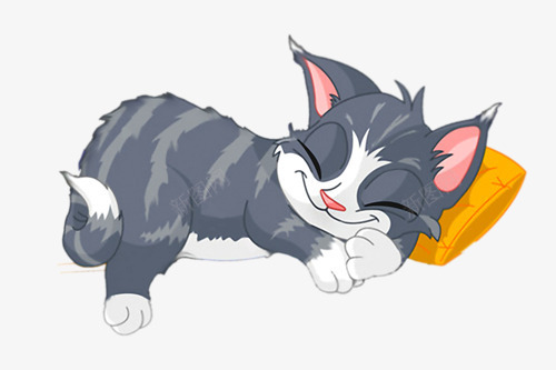 卡通在睡觉的灰色小猫png免抠素材_88icon https://88icon.com 卡通 小猫 灰色 绘画