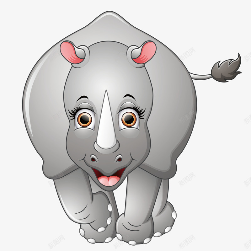 可爱的犀牛png免抠素材_88icon https://88icon.com 动物 灰色 犀牛 犀牛正面 角