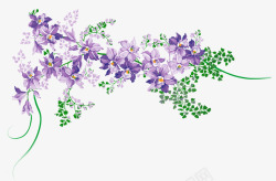 紫色小清新手绘花朵装饰图案素材
