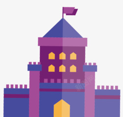 手绘简笔画紫色城堡素材