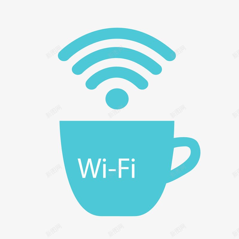 蓝色WiFi杯子标签png免抠素材_88icon https://88icon.com WiFi标签 文案背景 背景装饰 蓝色标签