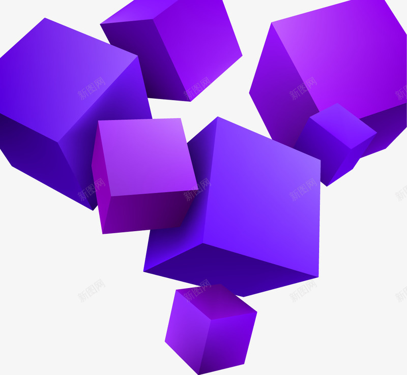 紫色3D立体块矢量图ai免抠素材_88icon https://88icon.com 3D 立体块 紫色 矢量图
