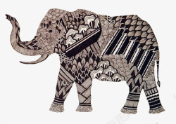 复杂线条花纹时尚大象素材