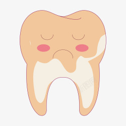 难过牙齿黄灰色难过的卡通牙齿矢量图高清图片