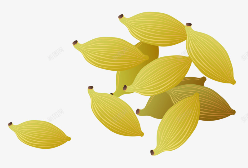 绿色苦杏仁png免抠素材_88icon https://88icon.com 不规则形状 杏仁 绿色 黄色
