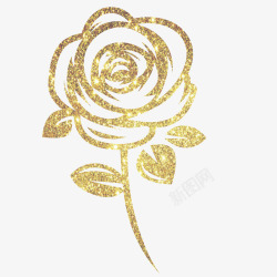 金色涂鸦手绘金色玫瑰矢量图高清图片