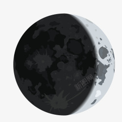 灰色月亮灰黑色卡通月食月亮矢量图高清图片