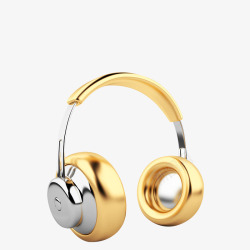 金色耳机头戴式电脑耳机高清图片