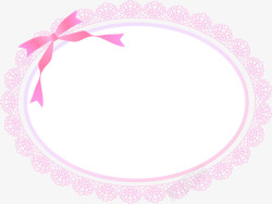 粉色蝴蝶结花边框架素材