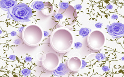 3D紫蓝色花背景素材