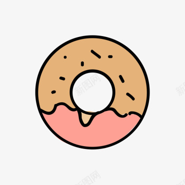 粉色小蛋糕灰色圆弧甜甜圈元素矢量图图标图标