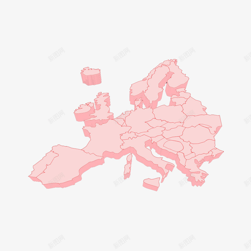 欧洲3D地图png免抠素材_88icon https://88icon.com 地图 欧洲 粉色
