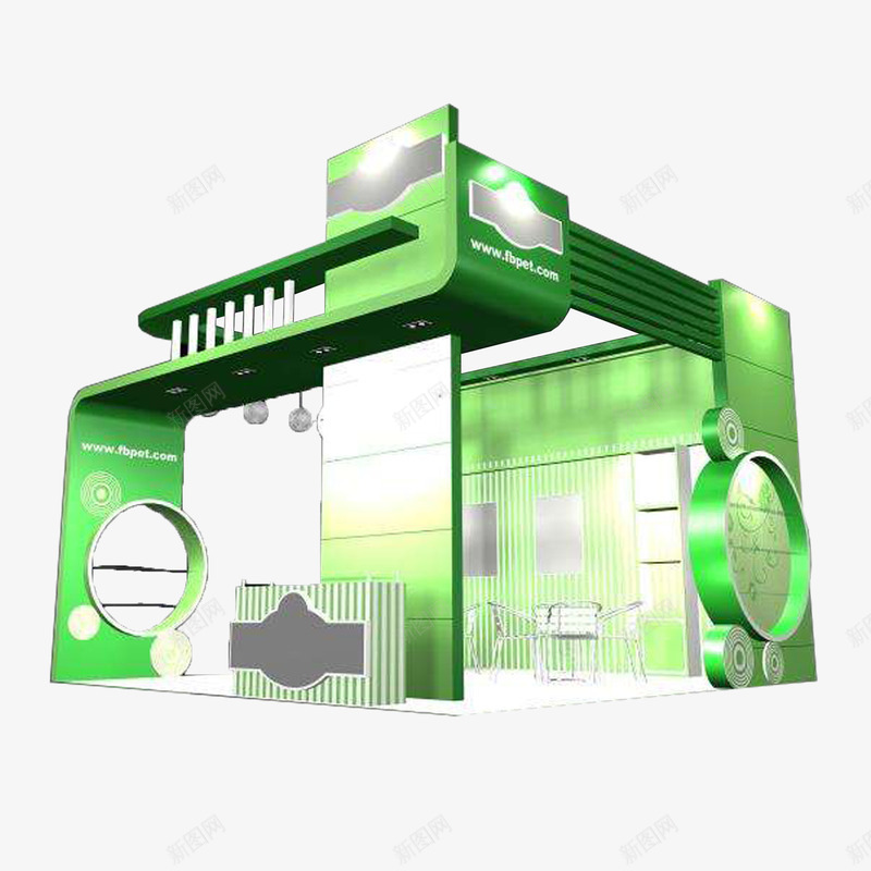 展示3D展厅psd免抠素材_88icon https://88icon.com 3D展厅 展台 展示设计 异形 白绿色 科技 简约 造型