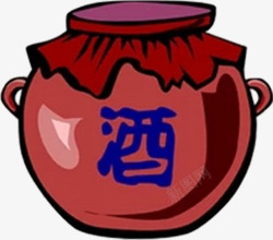 暗红色大气手绘中国风白酒坛子素材
