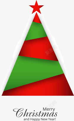 红绿色几何拼图圣诞树矢量图素材